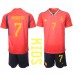 Spania Alvaro Morata #7 Hjemmedraktsett Barn VM 2022 Korte ermer (+ Korte bukser)